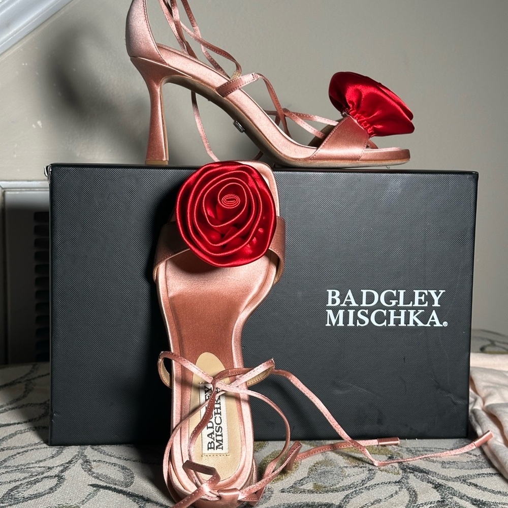 Badgley Mischka Blush and Scarlet Sandals